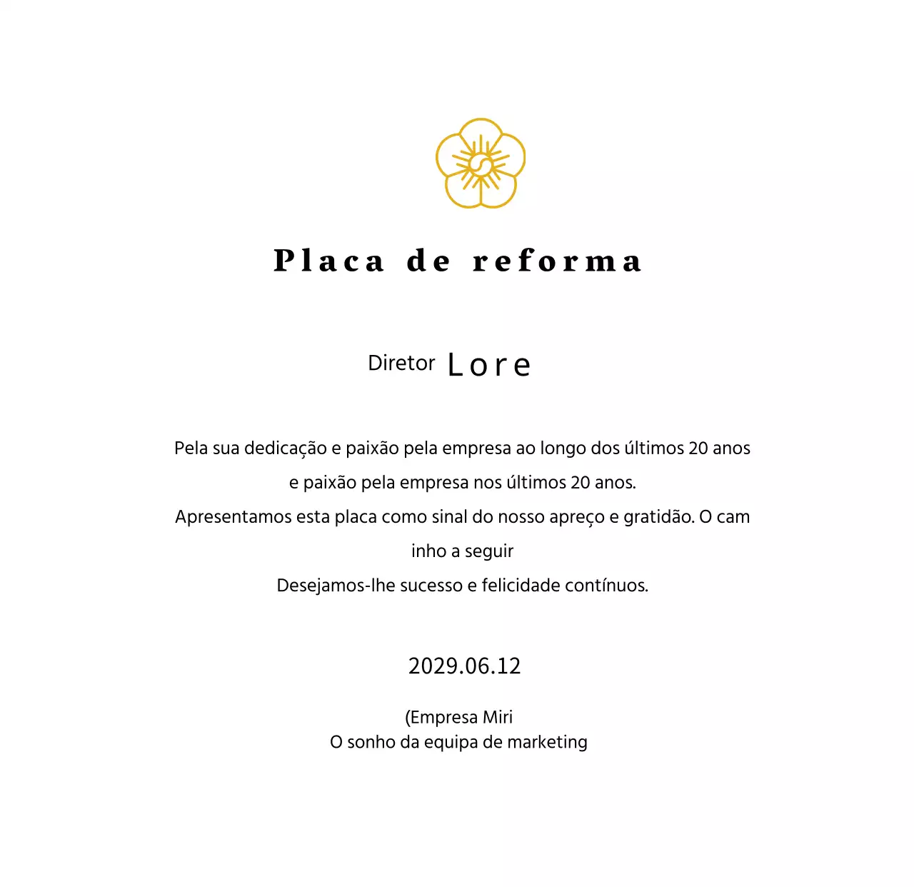 Placa de agradecimento do conceito de listagem da Line Flower