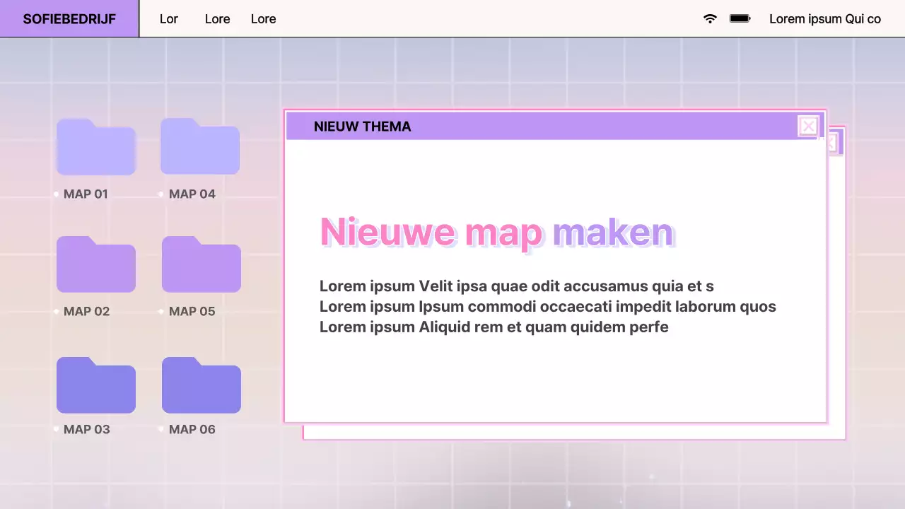 Retro browserontwerprapport in paars en roze