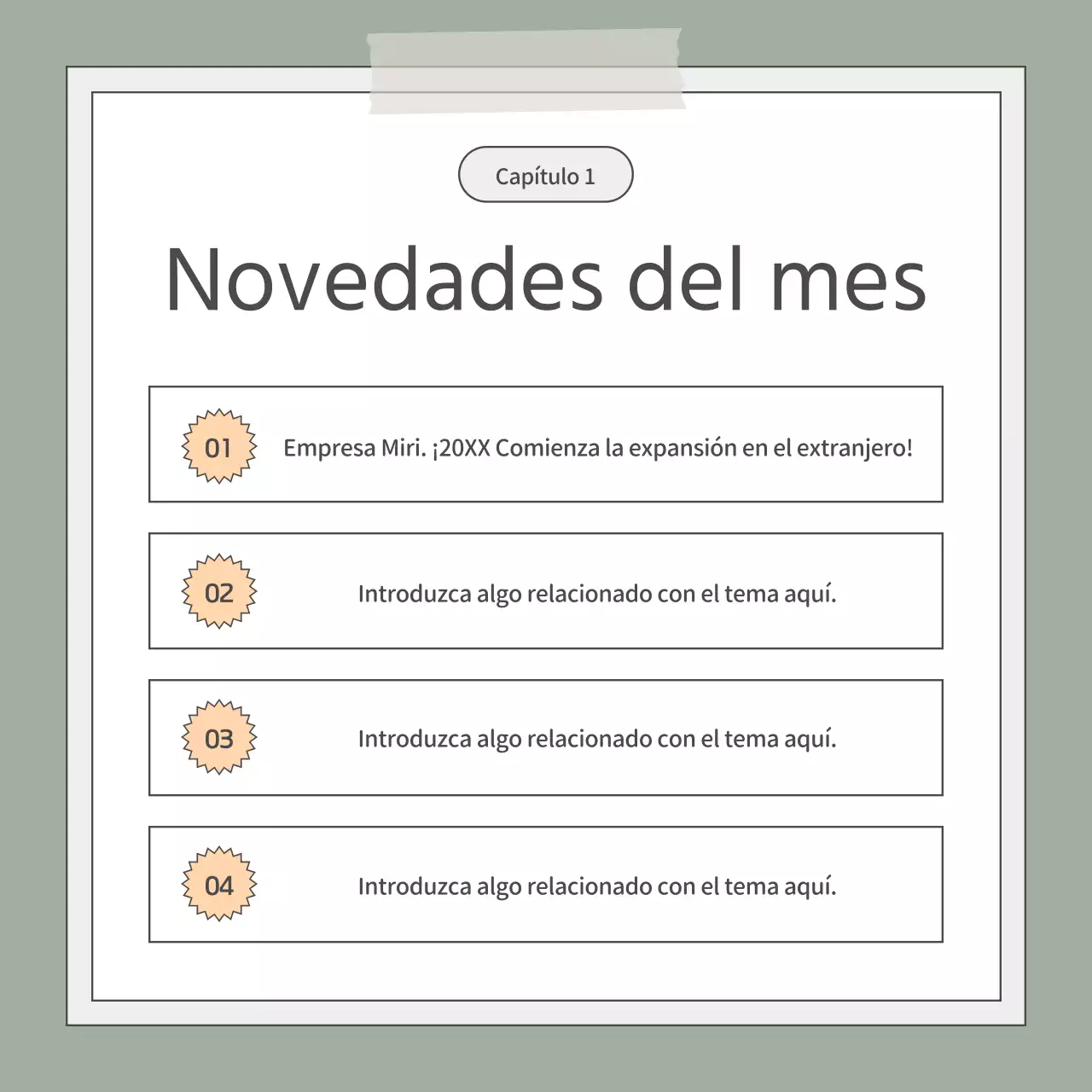 Un sencillo discurso de ascensor en caqui y blanco