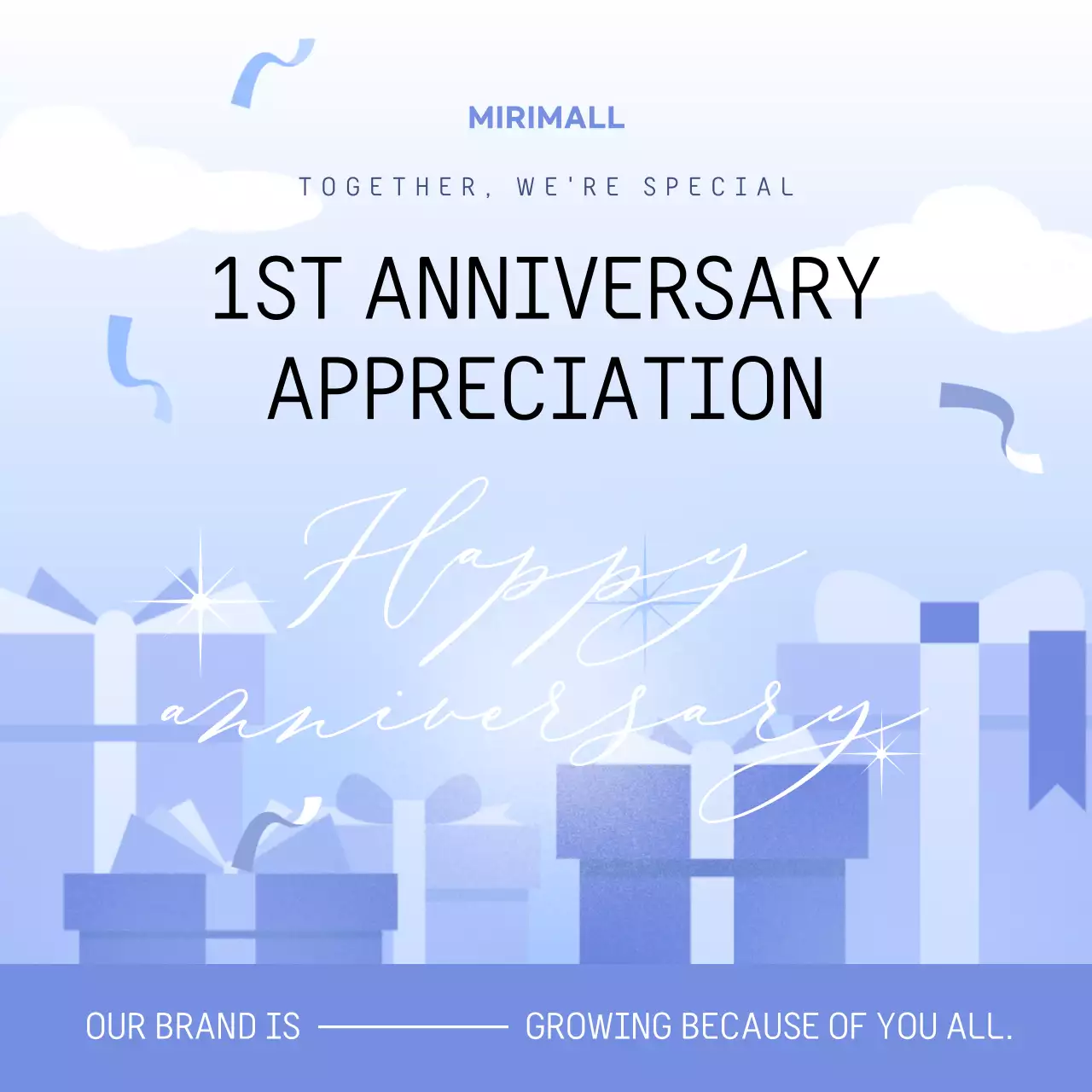 하늘색 심플한 고객 감사전 광고