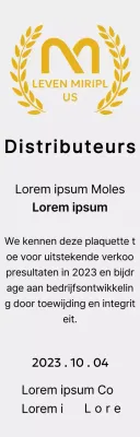 Plakkaat van verdienste met merklogo en lauwerkrans in het Outstanding Dealer Award-concept.