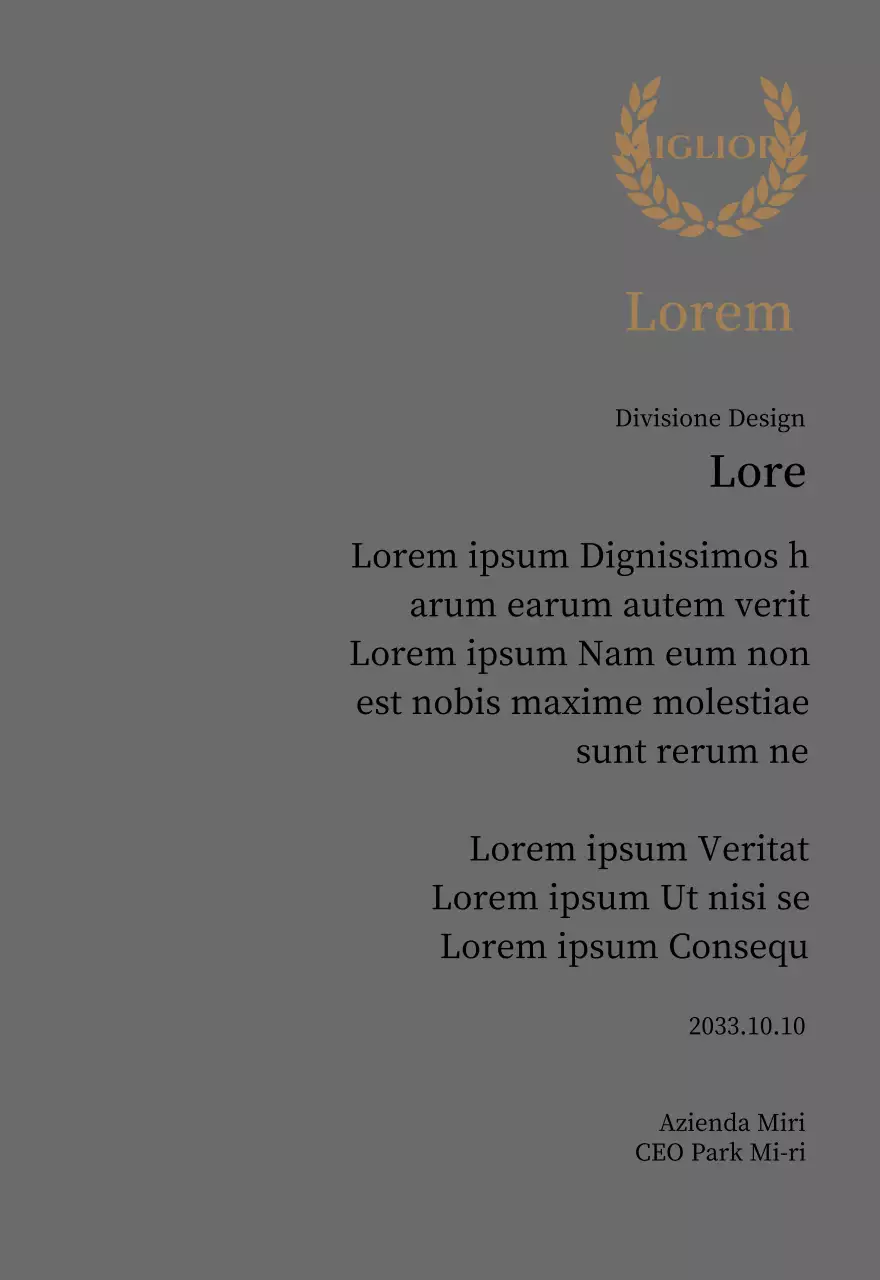 Lussuosa targa di ringraziamento con alloro e timbro in oro