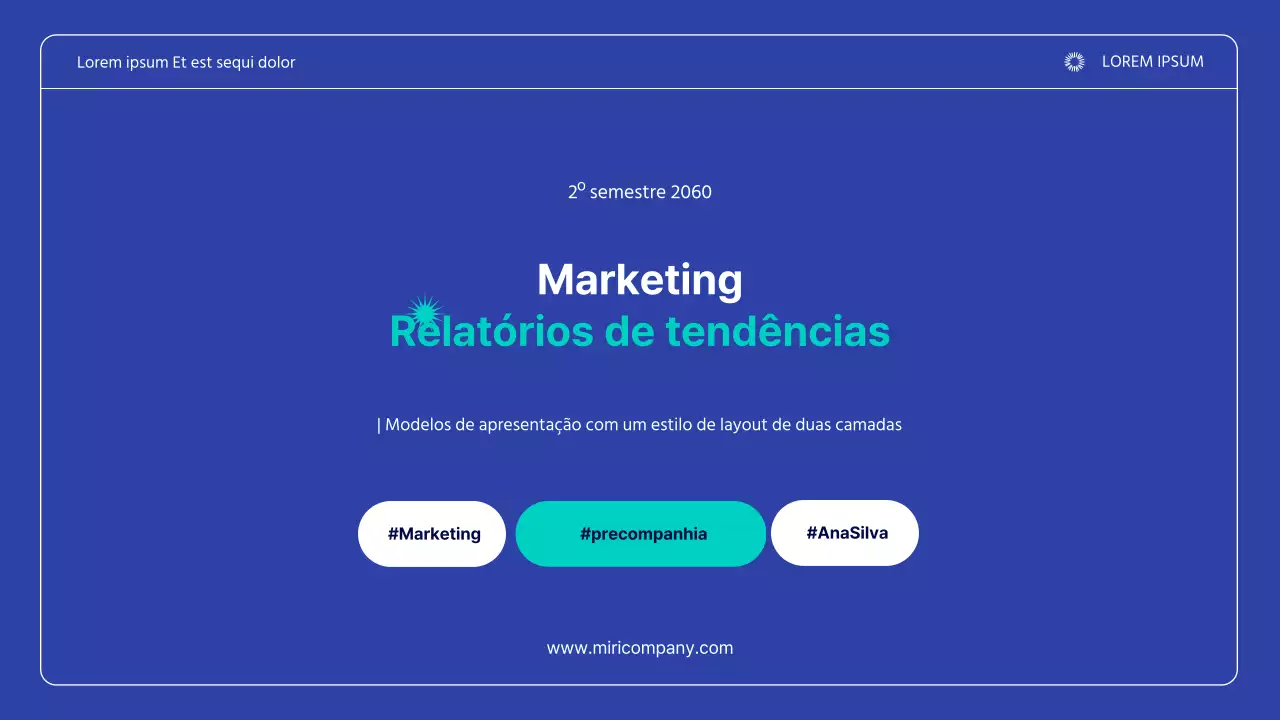 Um simples relatório de tendências de marketing em azul-marinho e menta