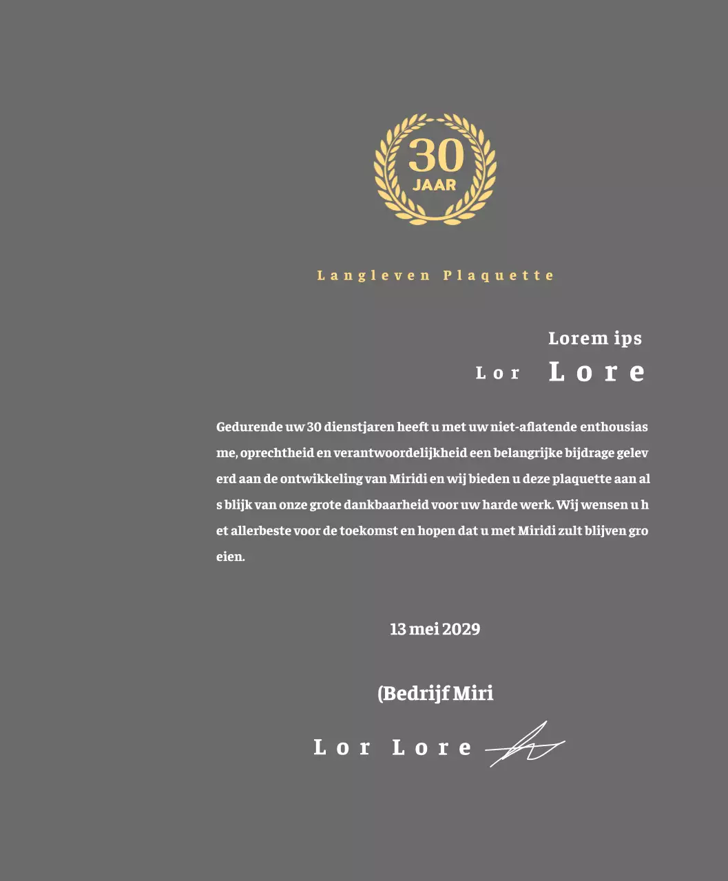 Bedrijfsbord met lauwer symbool concept