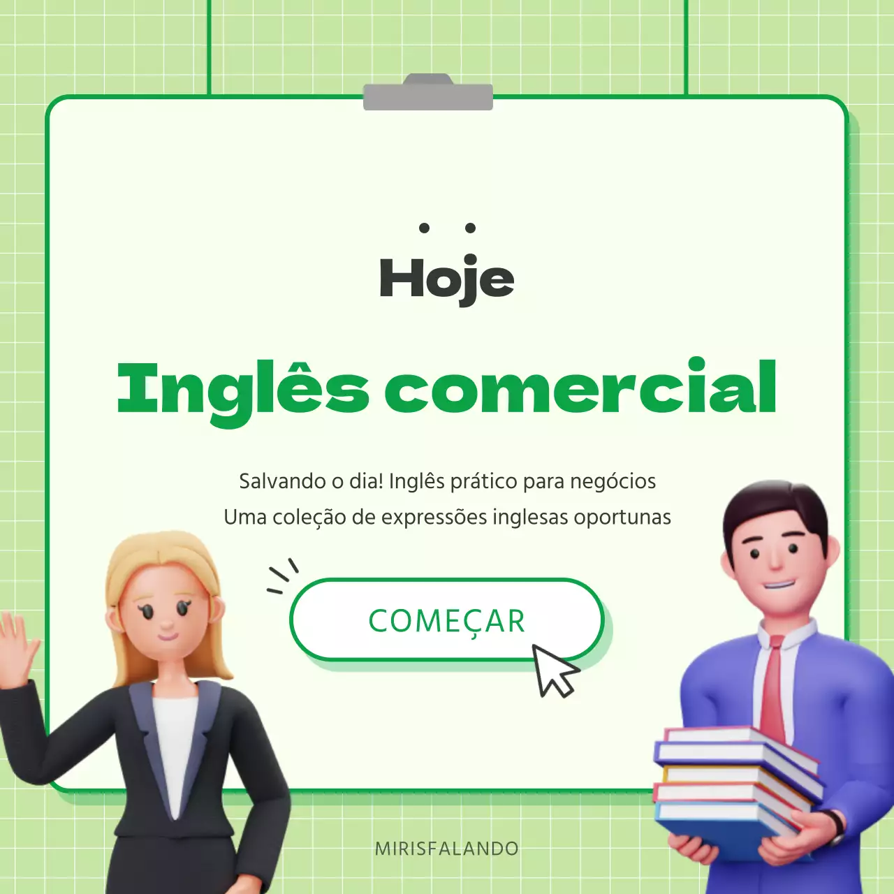 Inglês comercial moderno em verde