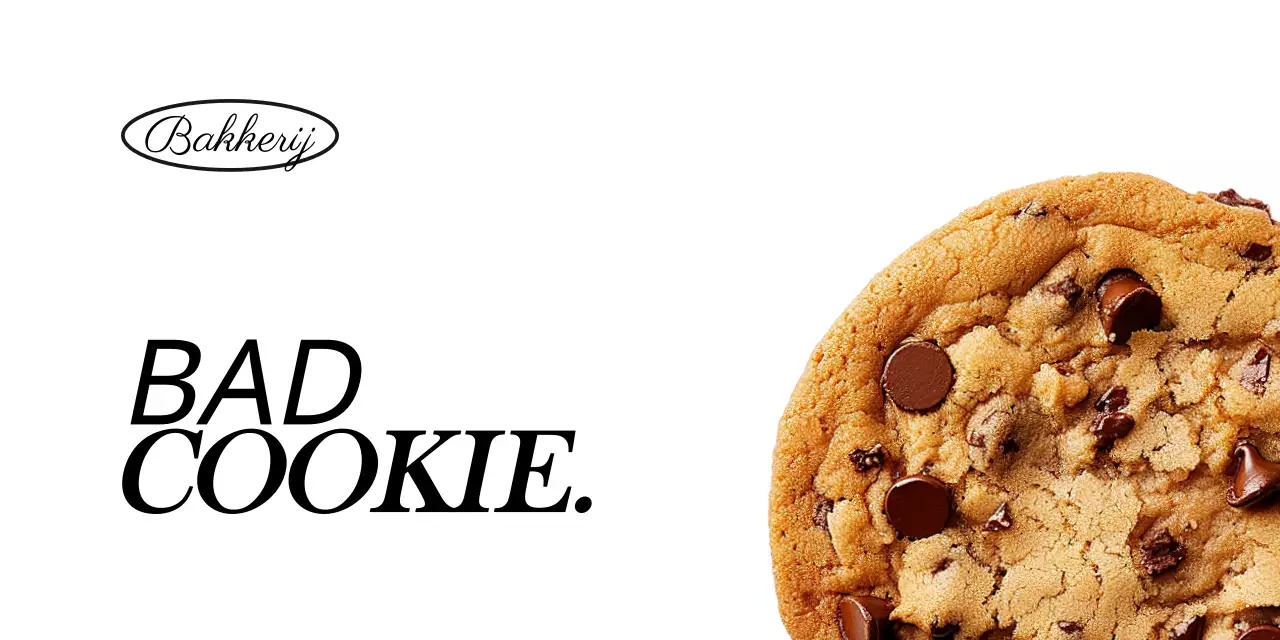 Verpakkingsheader met een afbeelding van een koekje op een witte achtergrond