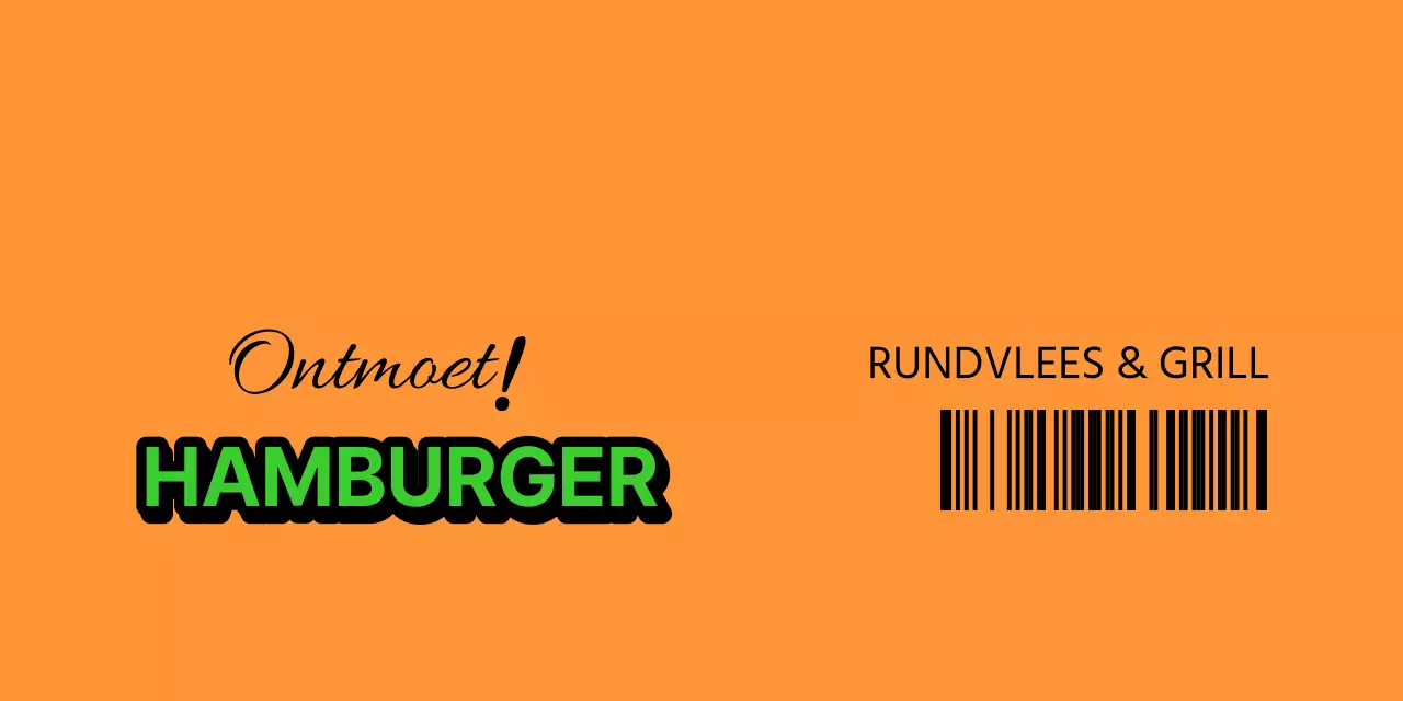 Heathertack's oranje en groene handgemaakte merchandise met hamburgermerken