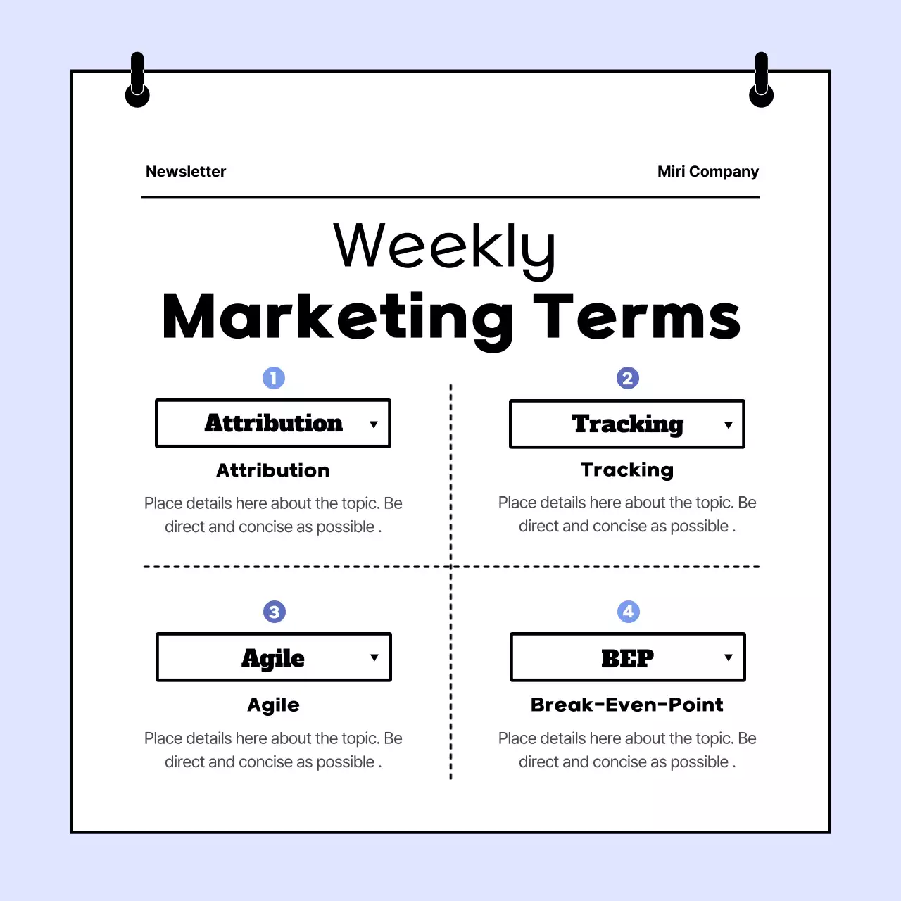 Blue Minimal Marketing Newsletter Instagram Carousel