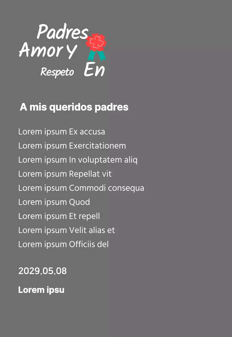 Caligrafía del Día de la Madre con ilustración de clavel rojo