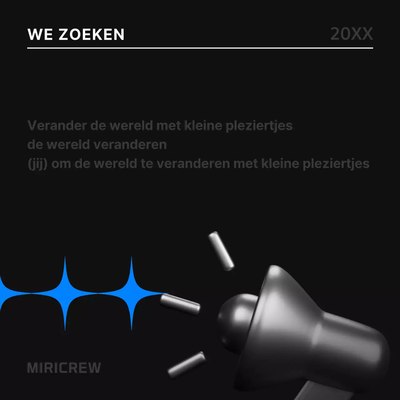 Een eenvoudige vacature in zwart en blauw