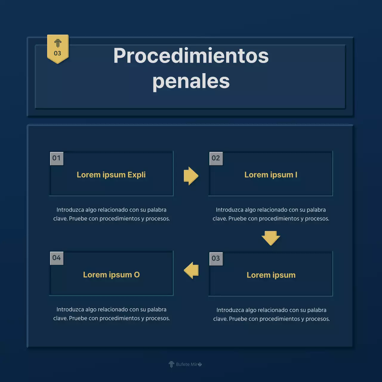 Un sencillo perfil de empresa de bufete de abogados en azul y amarillo