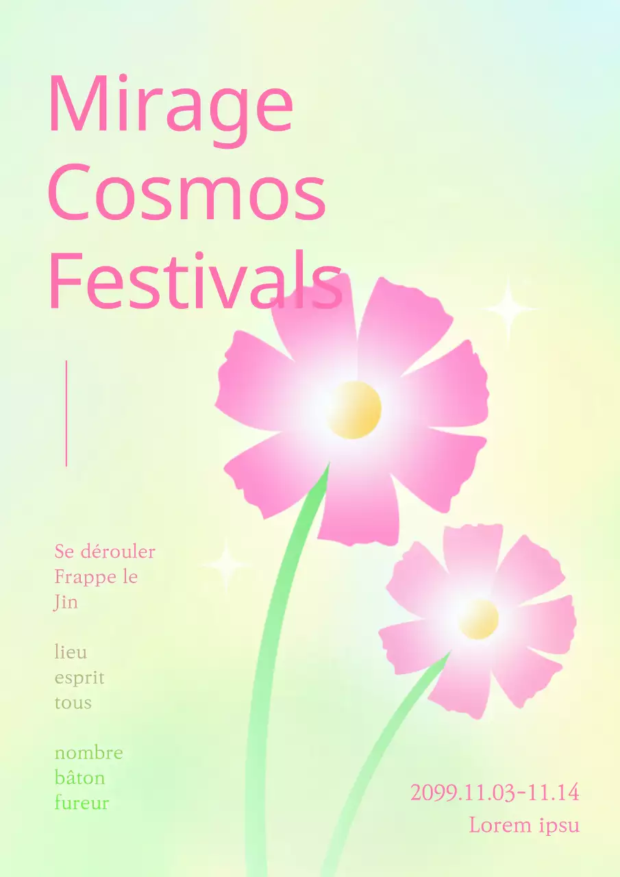 Promouvoir le festival de cosmos jaune et chartreuse à la mode
