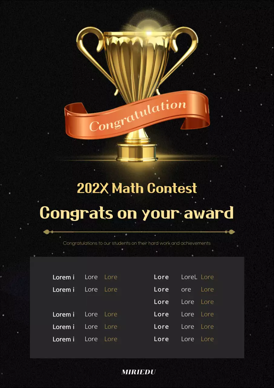 Classy academy promotional award list with golden trophy image with golden and orange accents