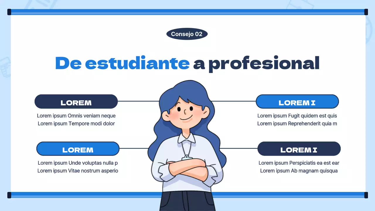 Moderno material de formación para nuevos empleados con fondo azul claro
