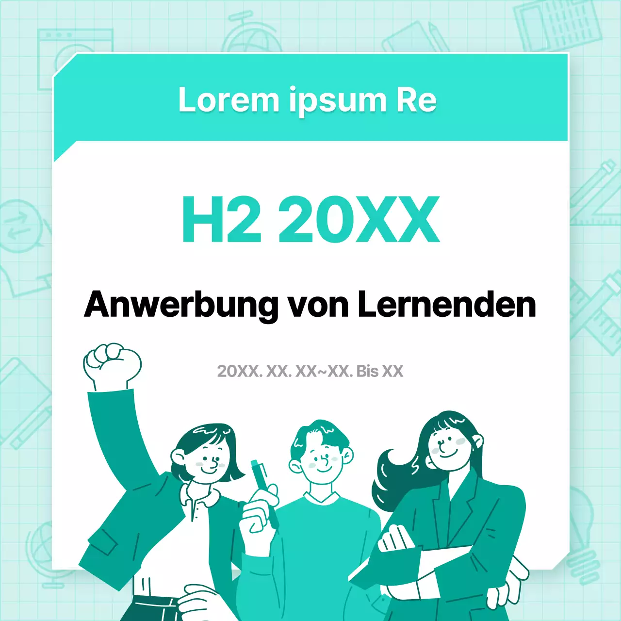 Moderne, grundlegende Kursankündigungen für lebenslanges Lernen in mint und weiß