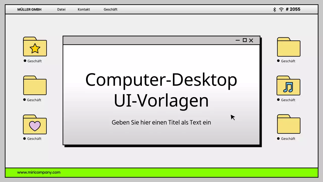 Einfache Computer-Desktop-Benutzeroberfläche in Grau und Chartreuse Firmenprofil
