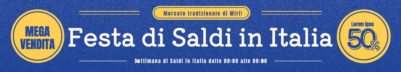 Annunci di vendita puliti e retrò in blu e giallo