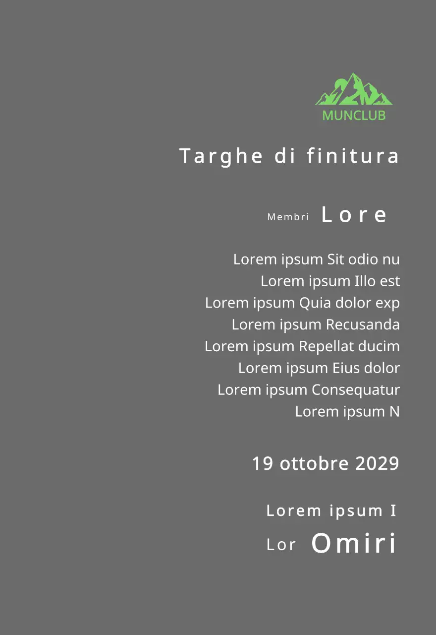 Targa per i finisher di un club di montagna con il concetto di logo del club e illustrazione di una montagna verde