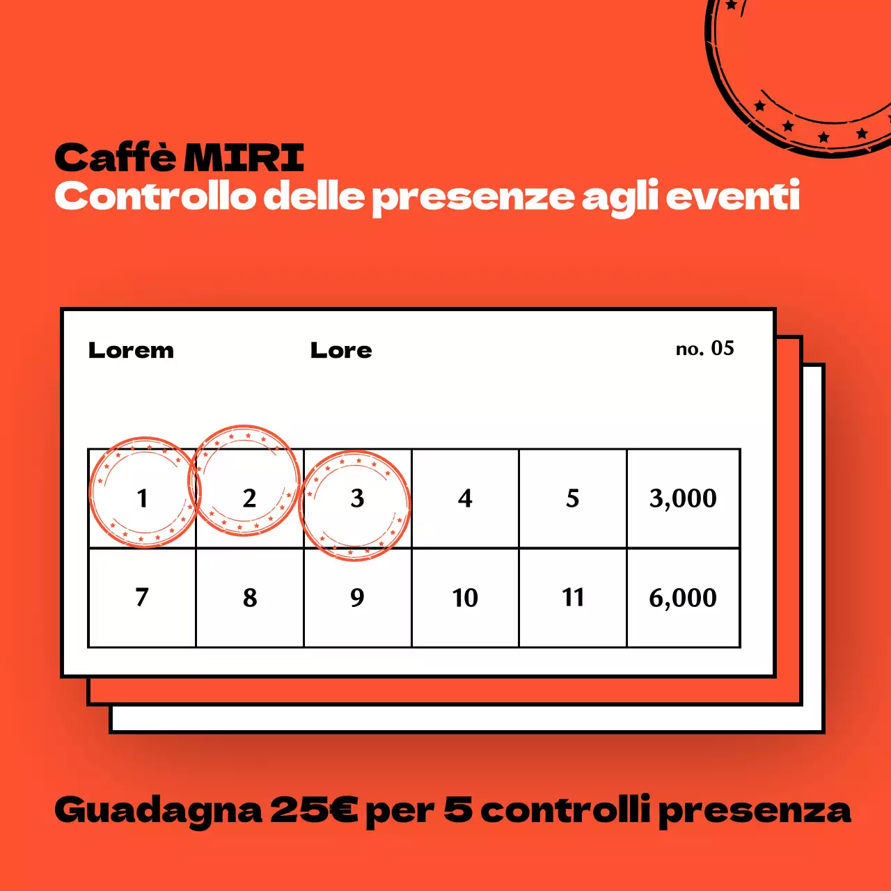 Promuovete il vostro evento con un semplice coupon di controllo delle presenze arancione