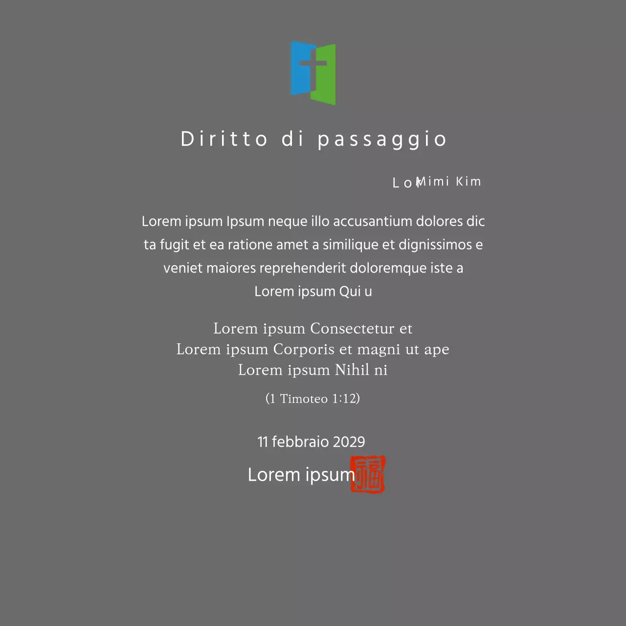 Concetto di targa con logo della chiesa