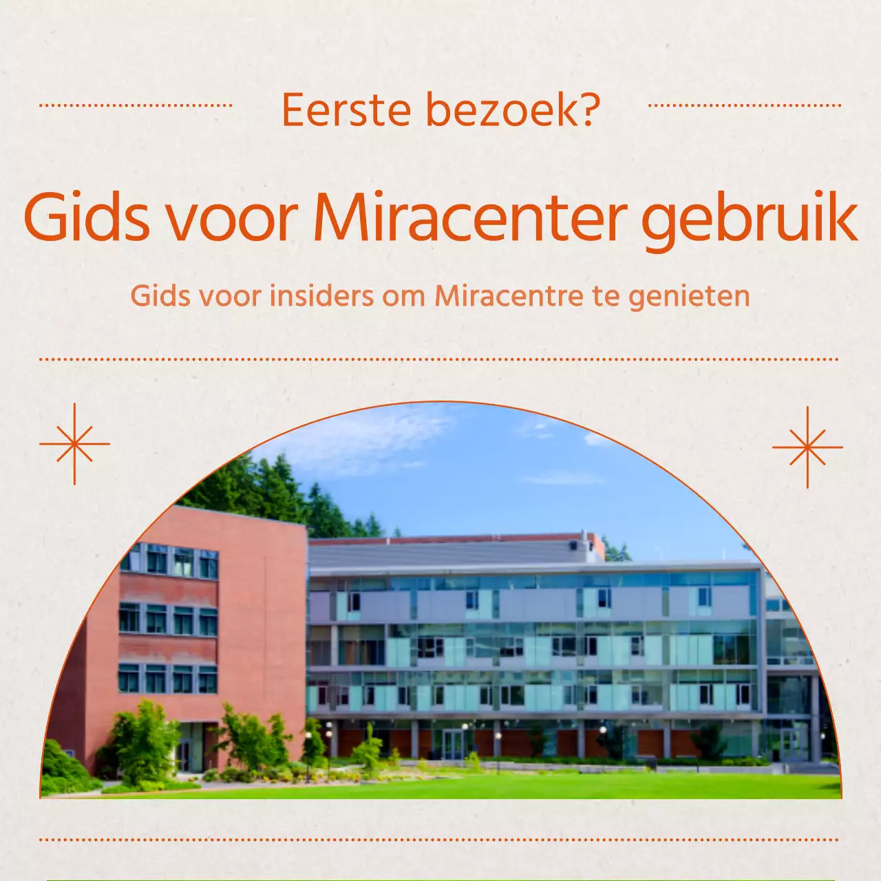 Promoot een modern centrum met informatie in oranje en beige