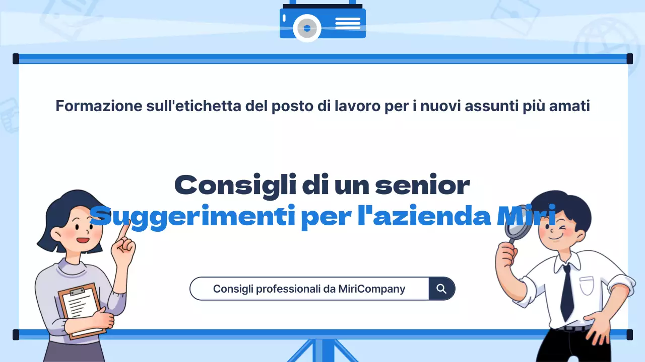 Materiale di formazione per neoassunti di tendenza con sfondo blu chiaro