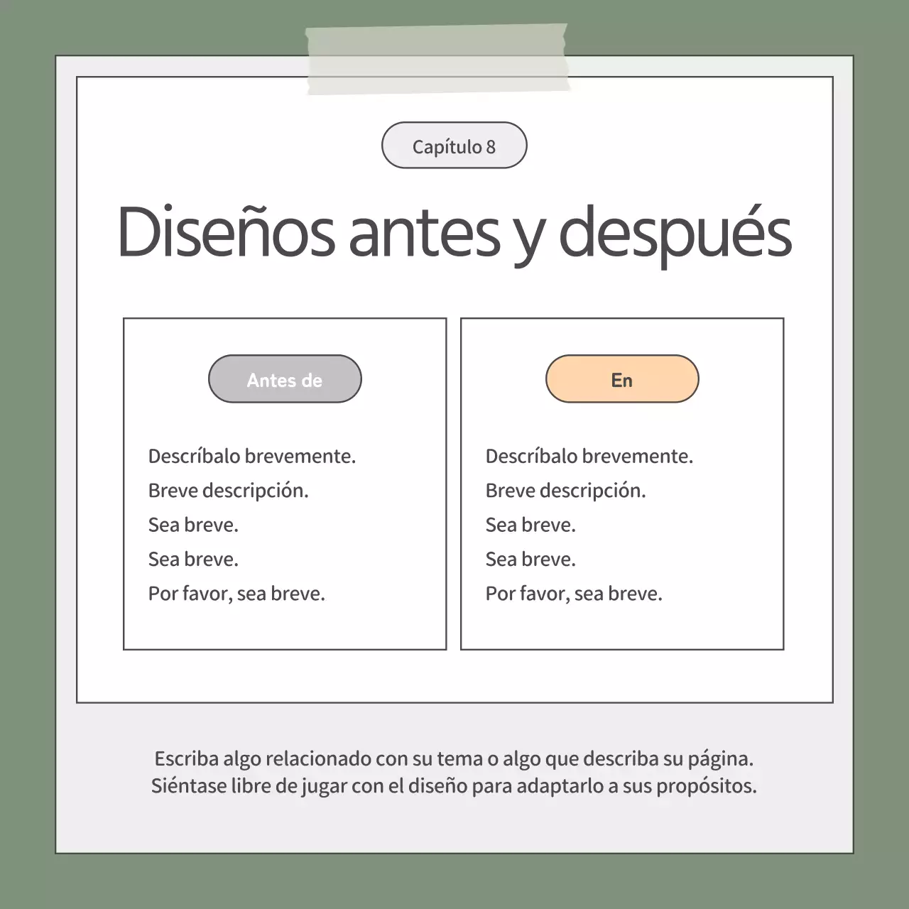 Un sencillo discurso de ascensor en caqui y blanco