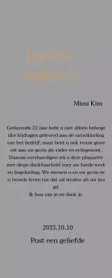 Classy bedankbord met goud en bladeren