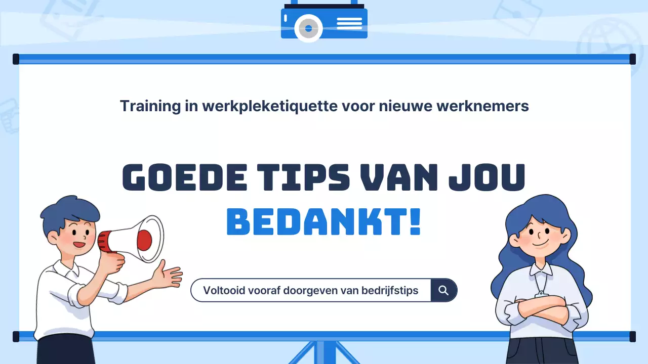 Trendy opleidingsmateriaal voor nieuwe werknemers met een lichtblauwe achtergrond