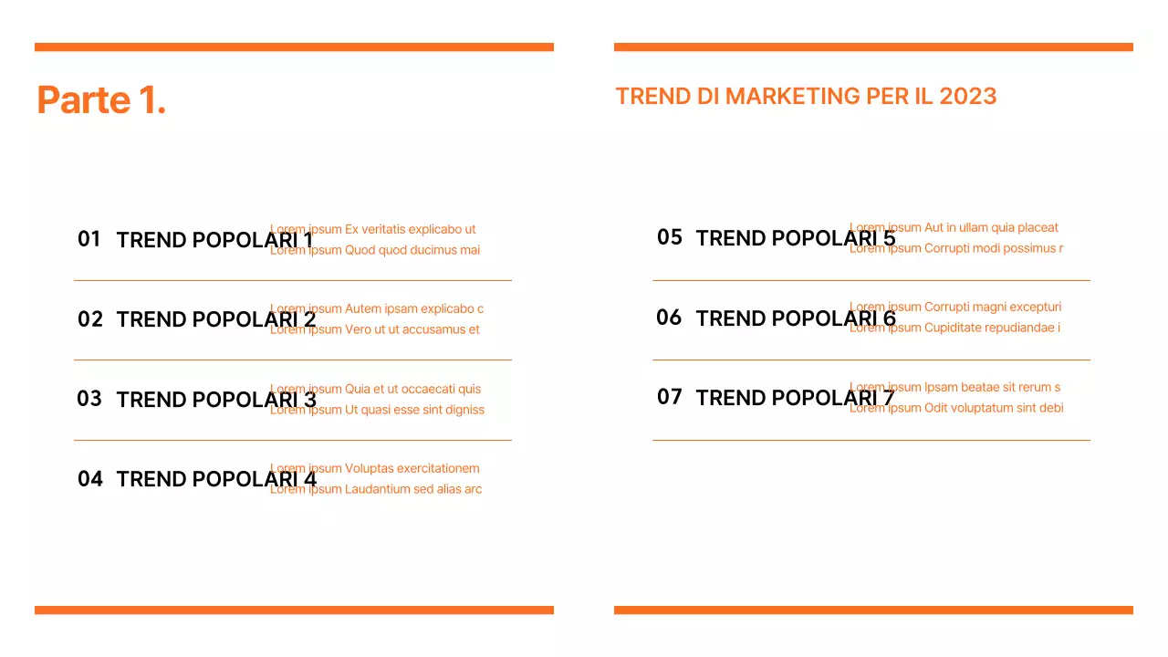 Rapporto sulle tendenze del marketing moderno in arancione