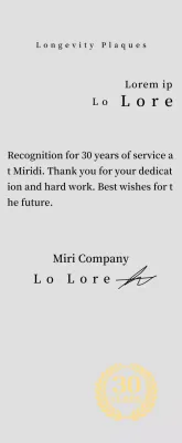 Corporate longevity plaque with laurel symbol concept