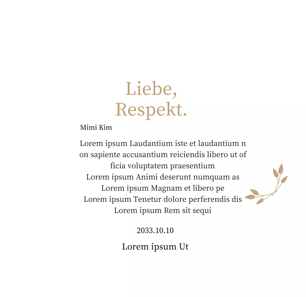 Ein stilvolles Dankeschön-Schild mit Gold und Blättern