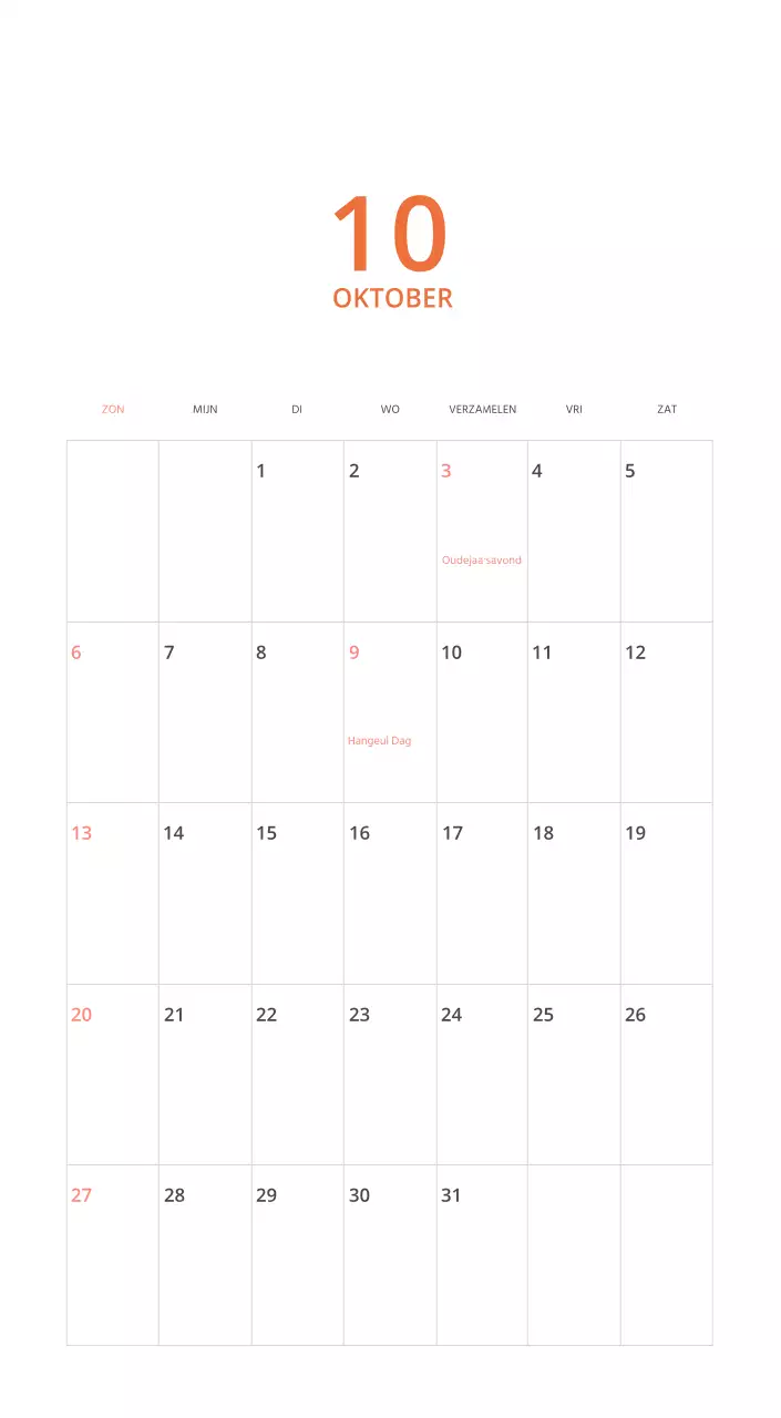 Veelkleurige geïllustreerde kalender