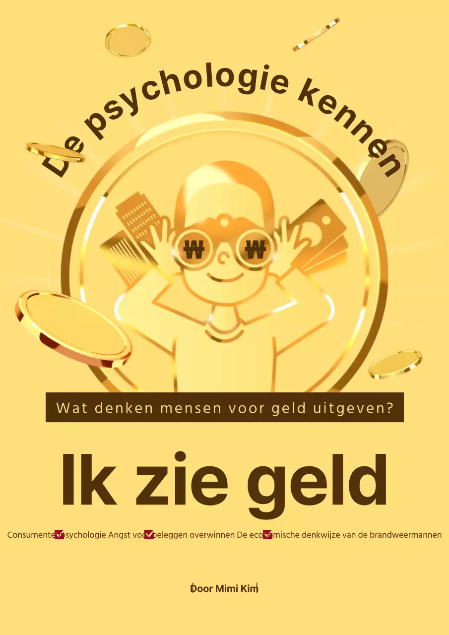 Eenvoudige psychologische economie boekomslag in geel en bruin