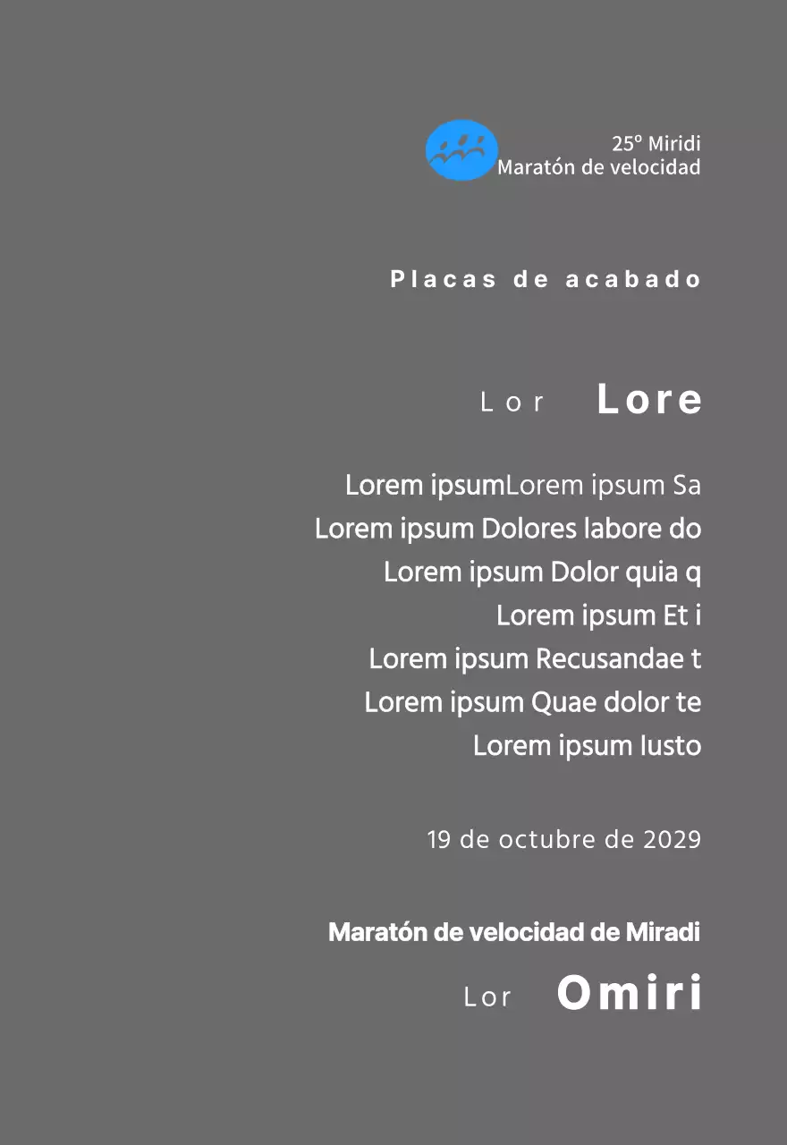 Placa de finisher concepto maratón con logotipo sencillo