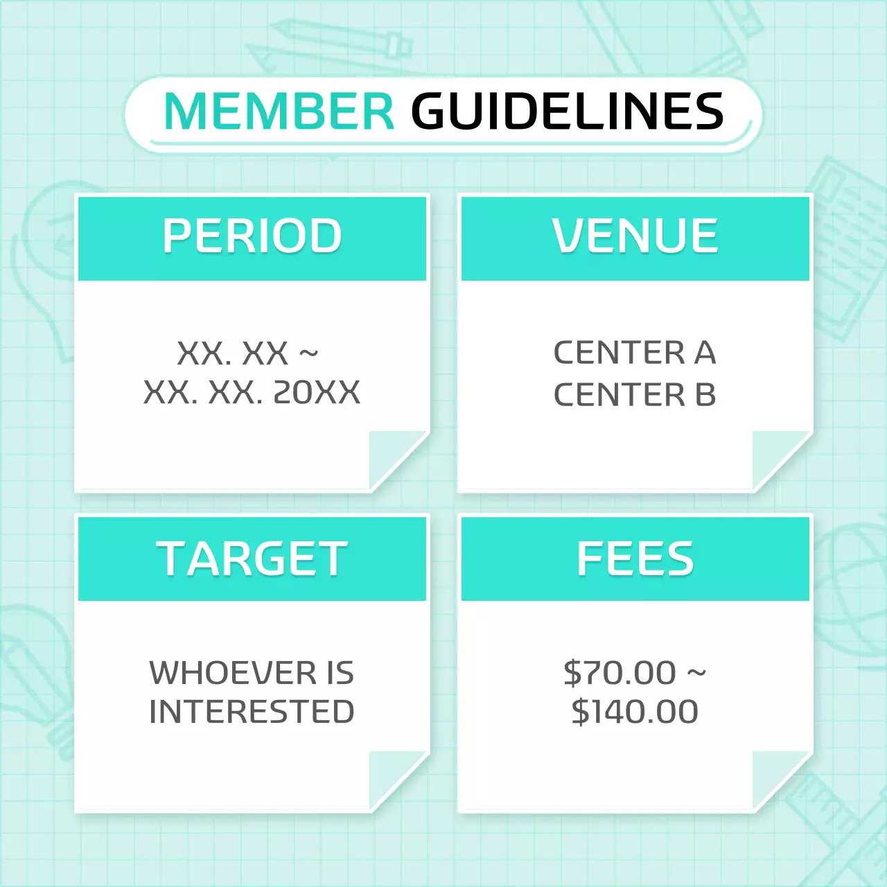 Teal Minimal Membership Guideline Instagram Carousel