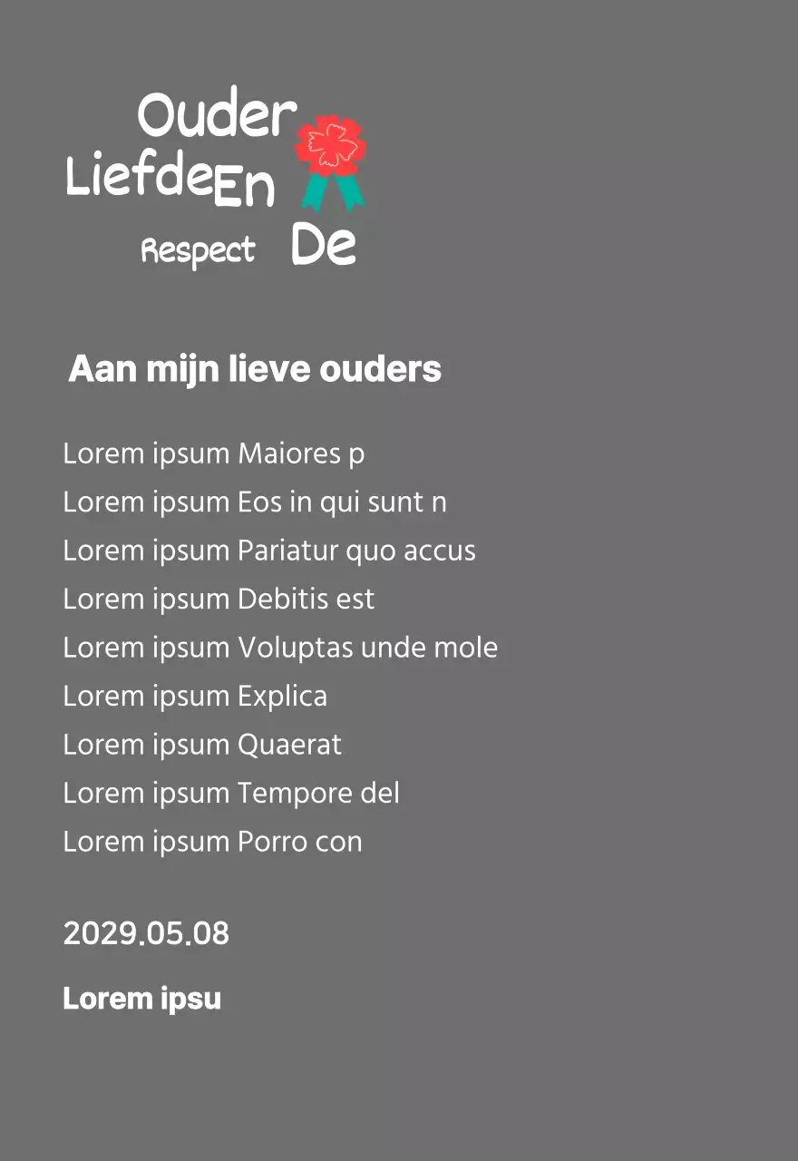 Moederdag kalligrafie met rode anjer illustratie