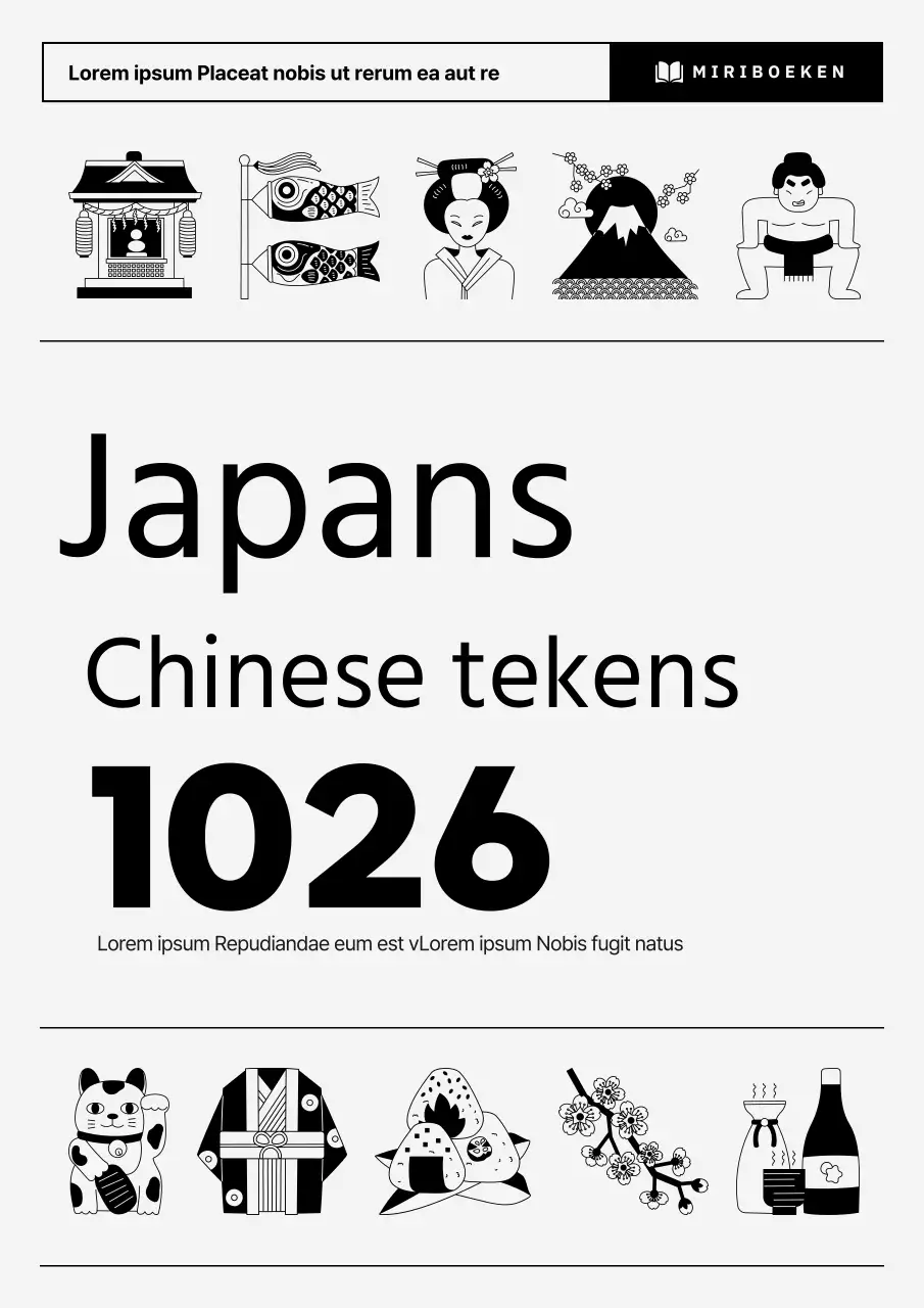 Eenvoudige Japanse tekstboekomslag in grijs en zwart