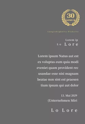 Firmenjubiläumsplakette mit Lorbeersymbol Konzept