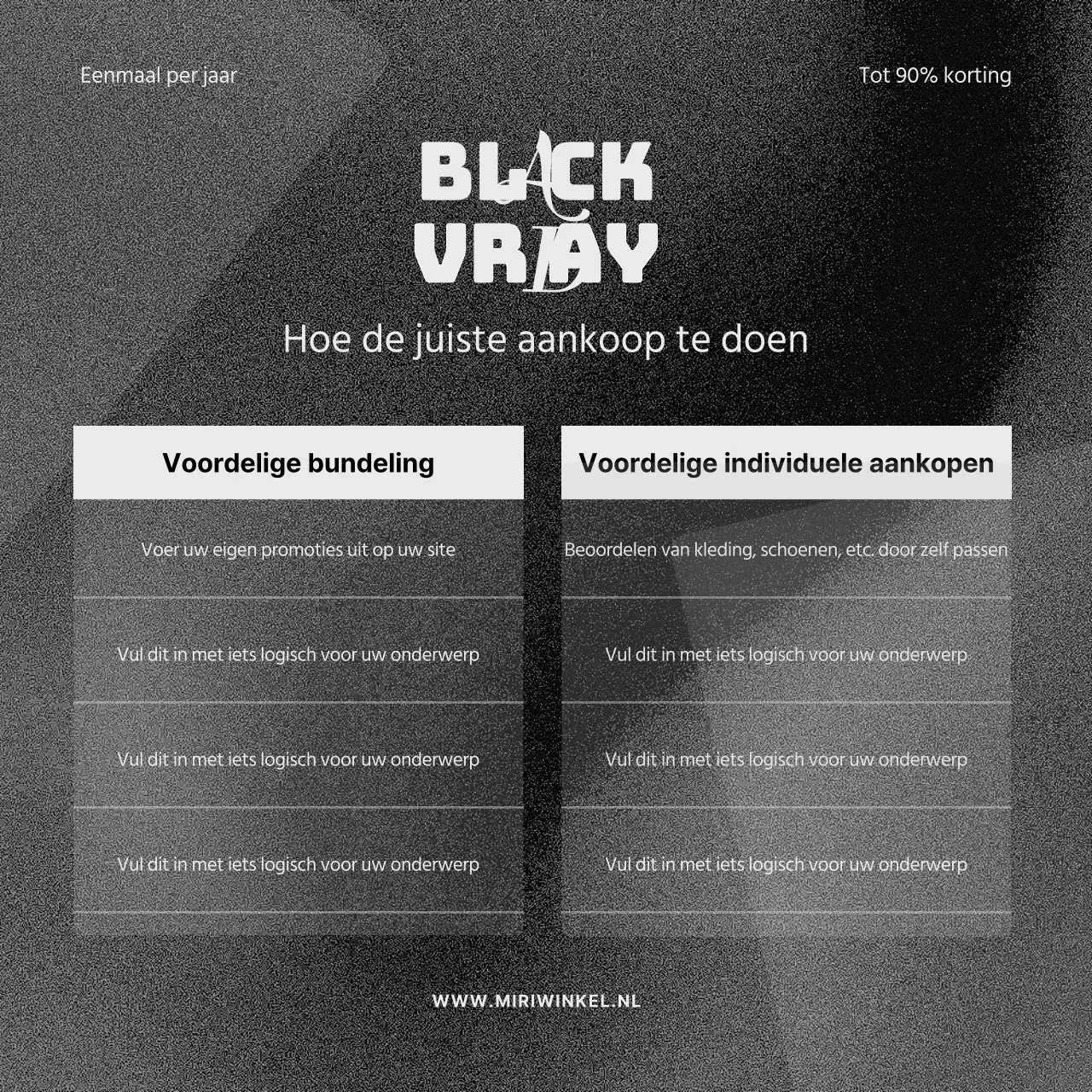 Promoot een minimalistische Black Friday in zwart en grijs