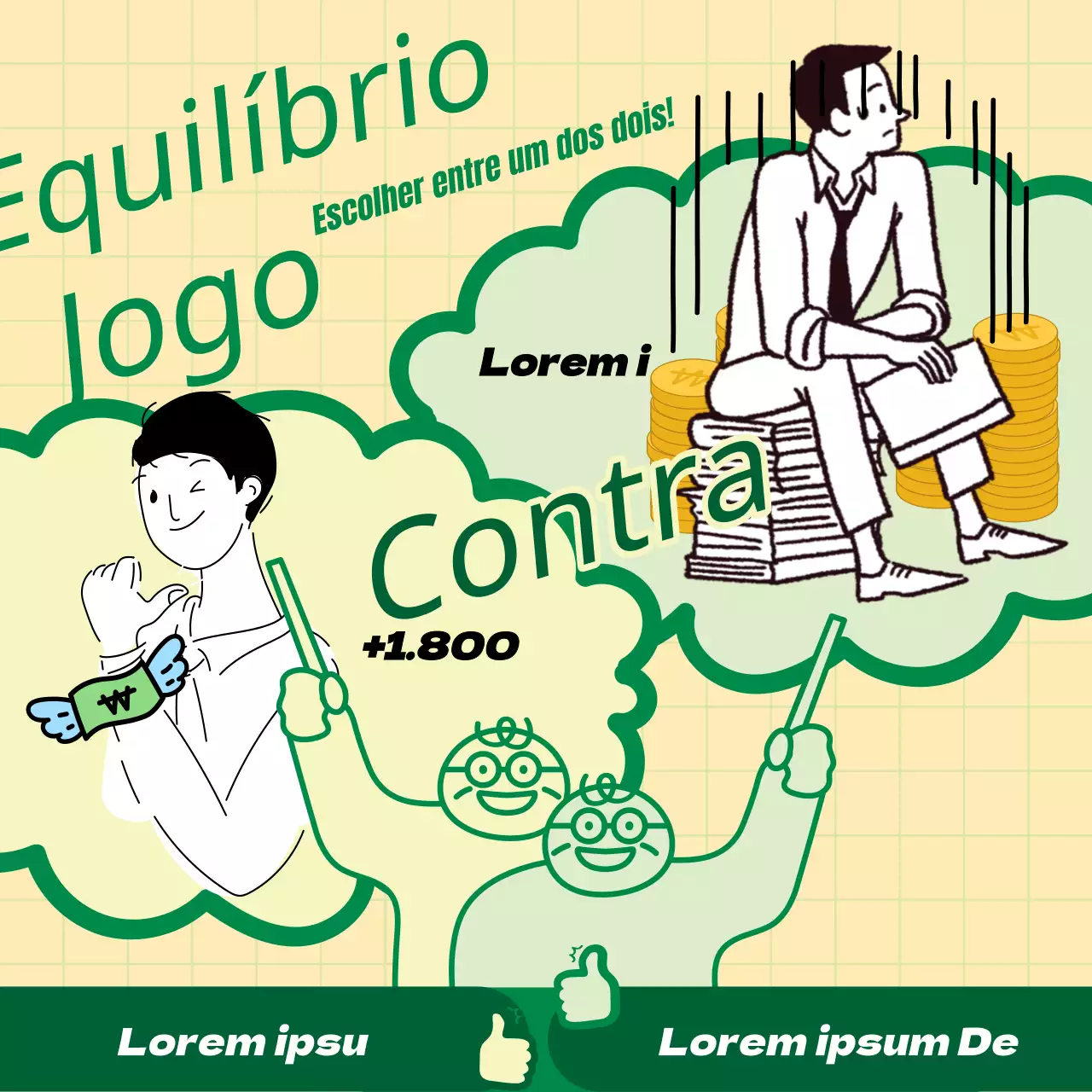 Anúncio kitsch do jogo da balança verde
