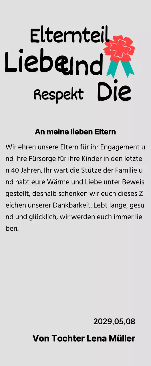 Kalligraphie zum Muttertag mit roter Nelke Illustration