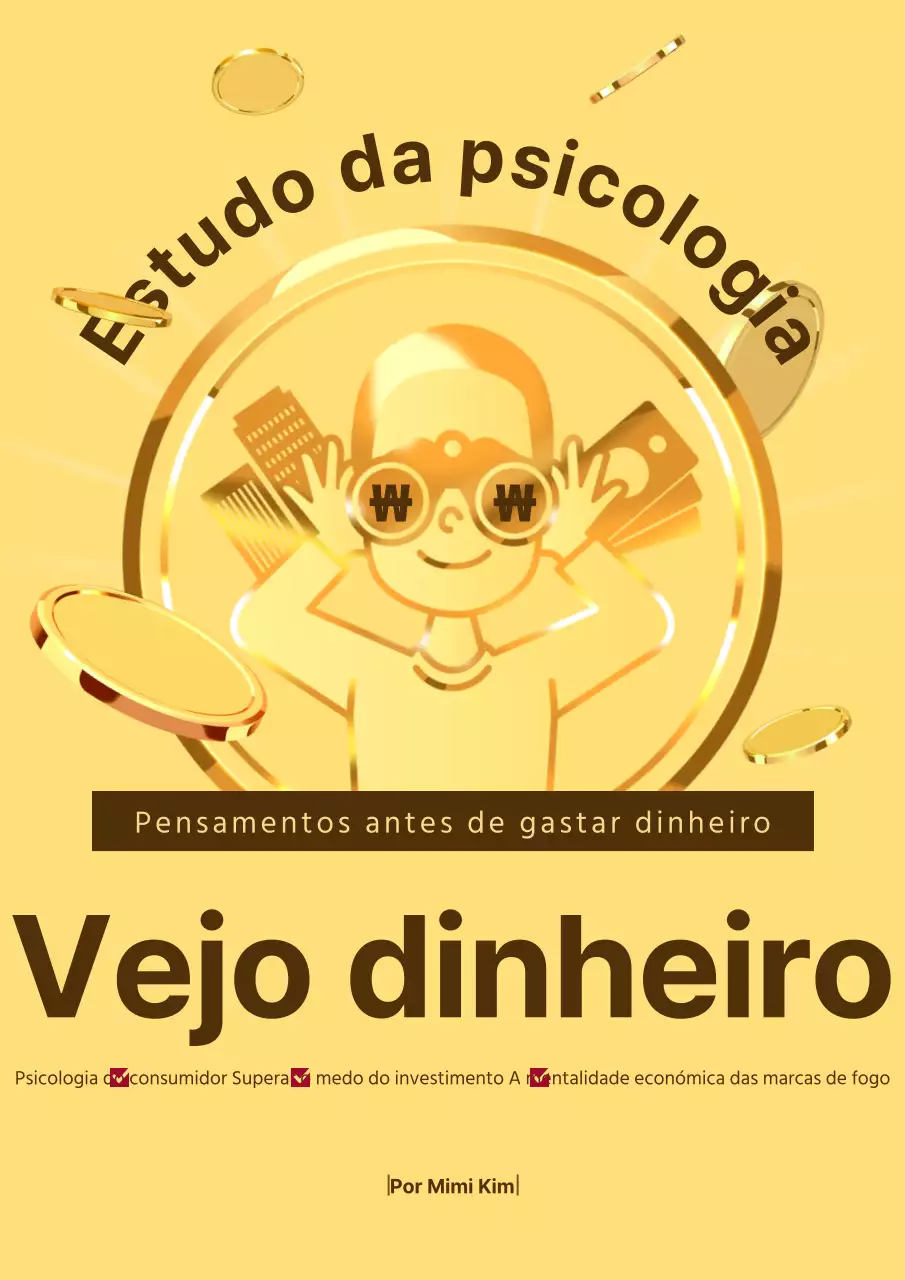 Capa simples de livro de economia psicológica em amarelo e castanho