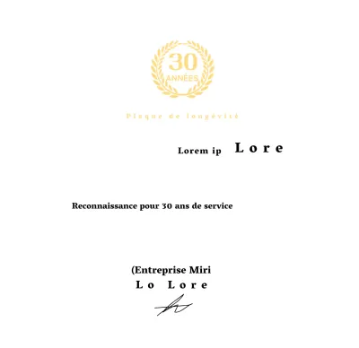 Plaque d'entreprise pour longs états de service avec symbole de laurier