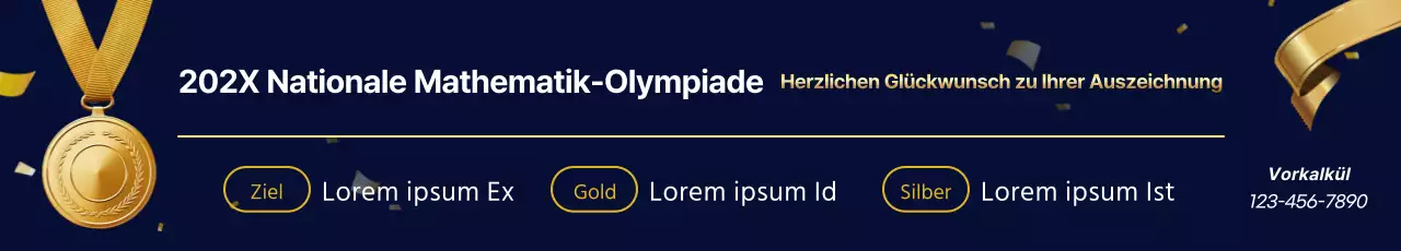 Elegante Liste der PR-Auszeichnungen der Schule mit goldenen Medaillen und Bändern auf einem marineblauen Hintergrund