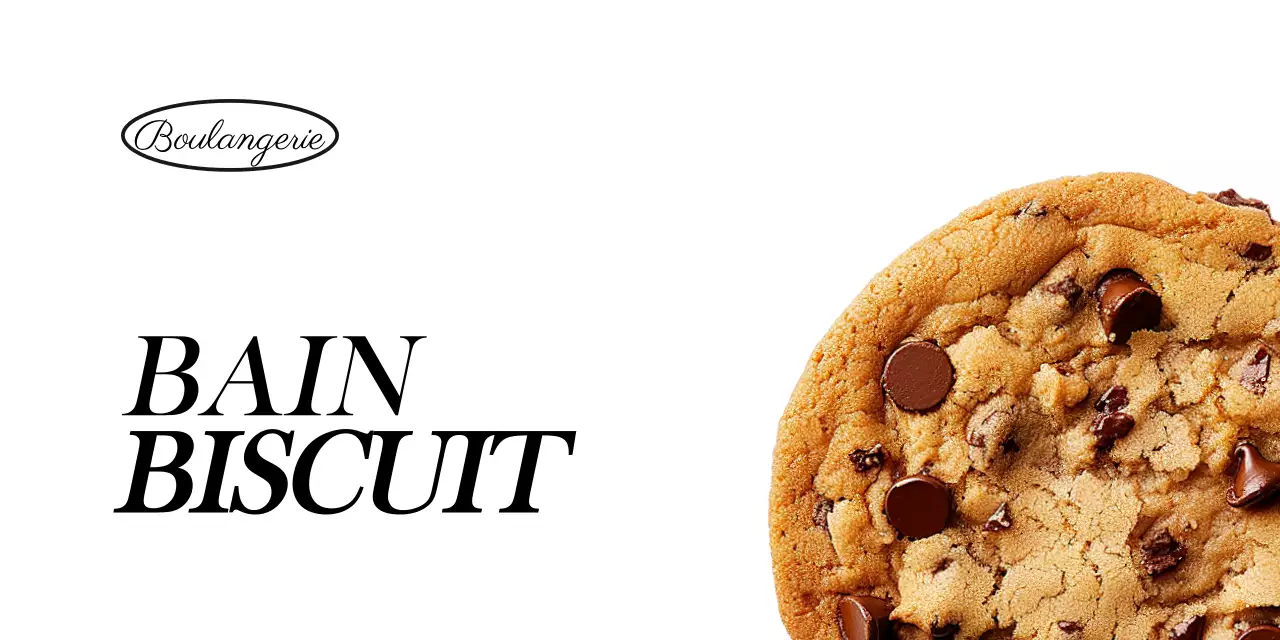 En-tête d'emballage avec l'image d'un biscuit sur fond blanc