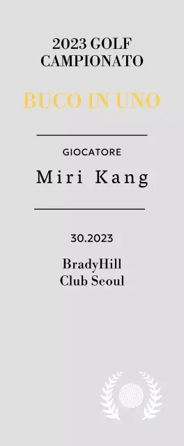 Targa per il vincitore del golf hole-in-one con illustrazione di pallina da golf e corona d'alloro