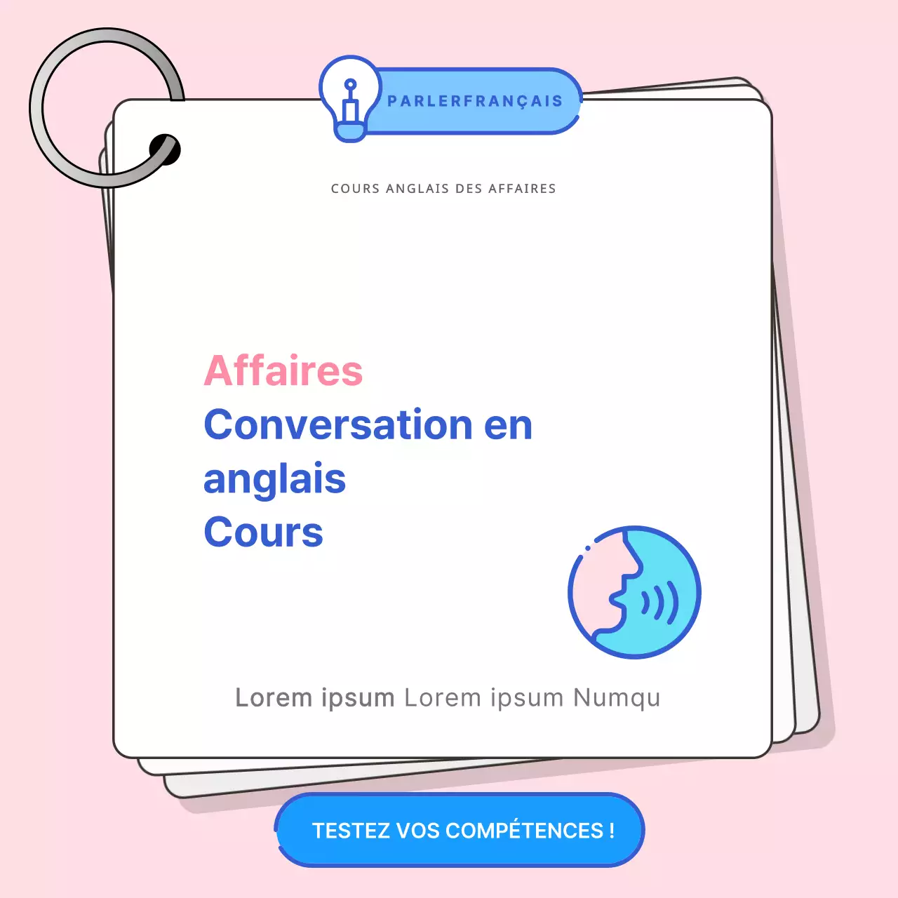 Promouvoir les conversations en anglais des affaires grâce à une palette de couleurs rose et bleue