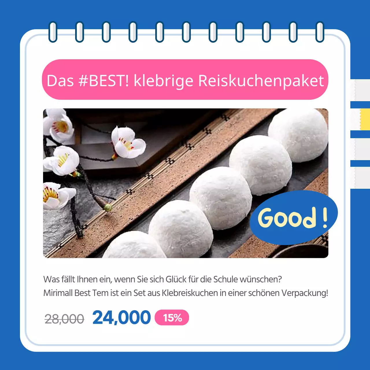 SATs-Geschenkvorschläge mit blauen und pinkfarbenen Akzenten