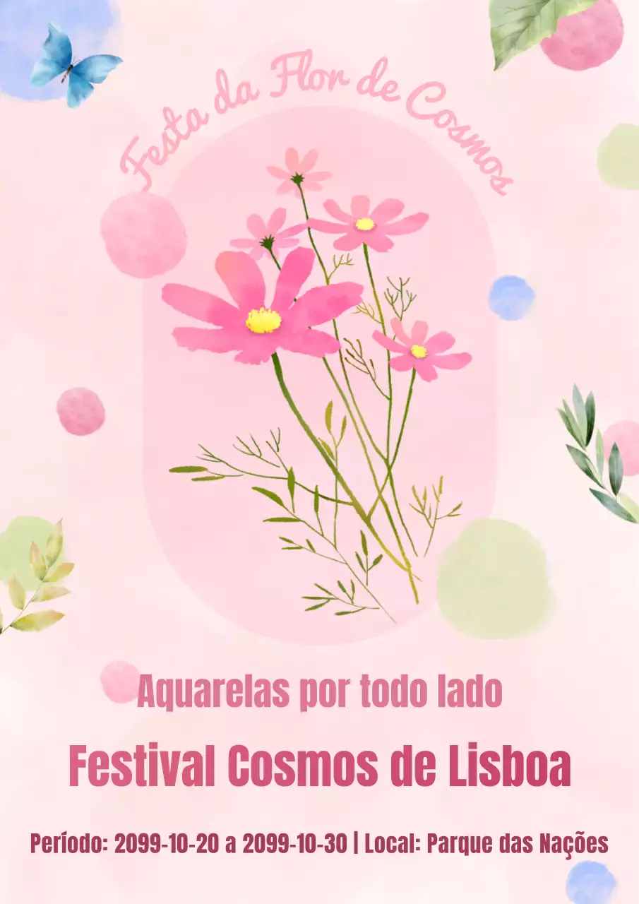 Promover um simples festival outonal de cosmos em rosa e chartreuse